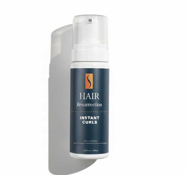 Hair resurrection mousse with a white pump on a gray background